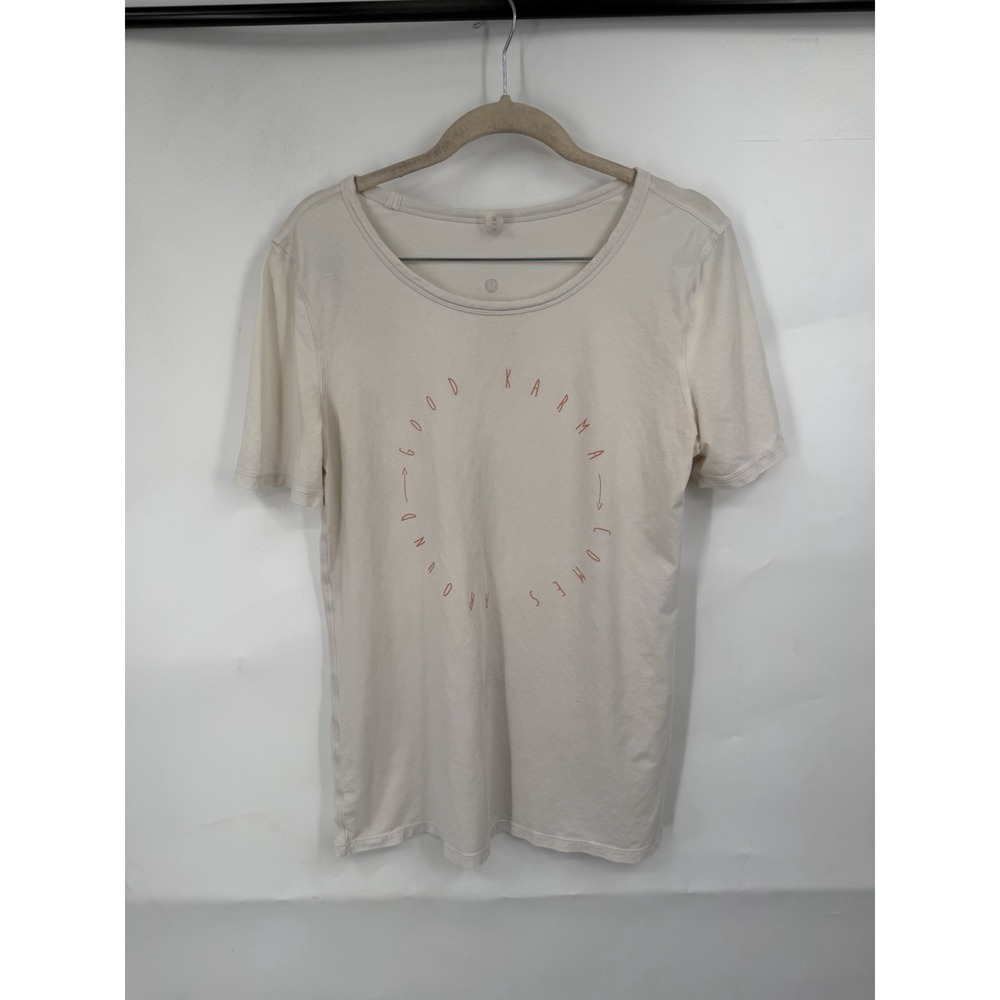 Lululemon Good Karma Goes Around T-shirt Women 8 Ivory Athleisure Athletic